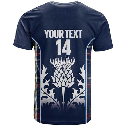 Custom Scotland Curling T-Shirt Scottish Thistle Mix Tartan Pattern Graphic Tee