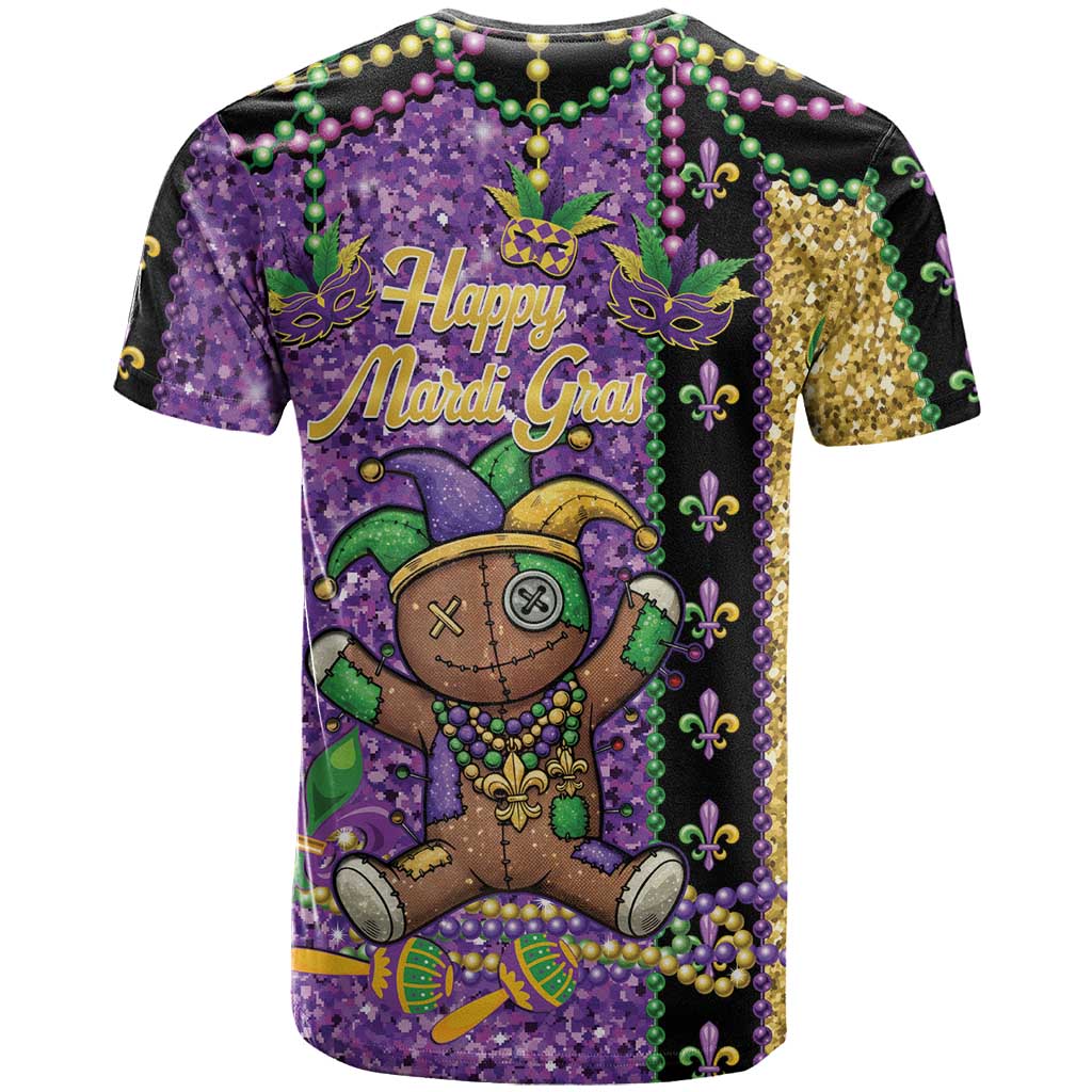 Voodoo Doll Mardi Gras T-Shirt Throw Me Something Mister Glitter Effect Graphic Tee