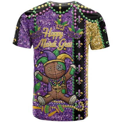 Voodoo Doll Mardi Gras T-Shirt Throw Me Something Mister Glitter Effect Graphic Tee