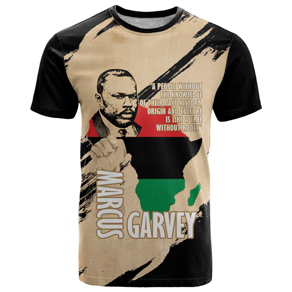 Marcus Garvey Day T-Shirt UNIA Flag Mix African Map Graphic Tee
