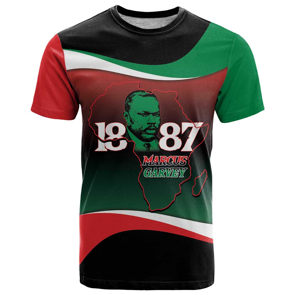 Marcus Garvey 1887 T-Shirt African Map Curves Style Graphic Tee