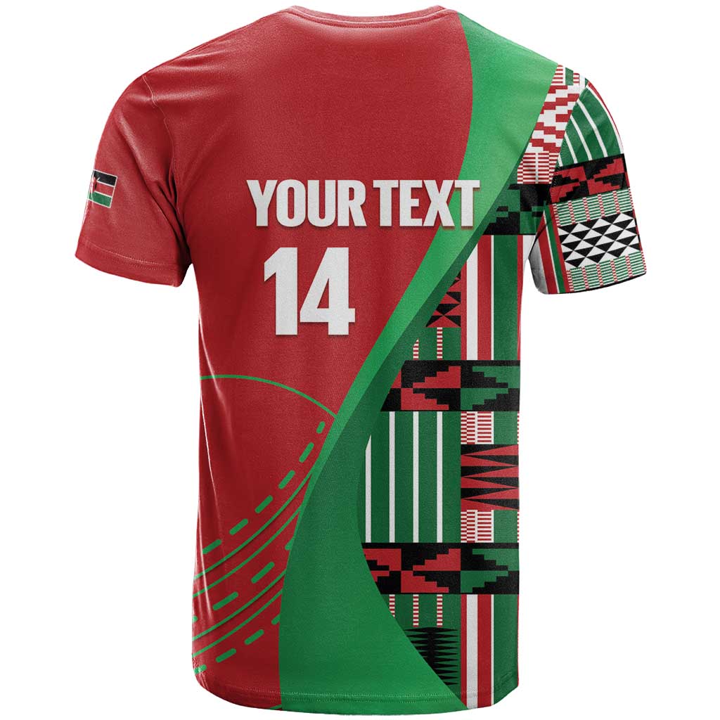 Custom Kenya Cricket T-Shirt Come On Simbas Kente Pattern Graphic Tee