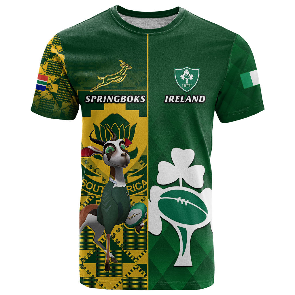 South Africa And Ireland Rugby T-Shirt World Cup Springboks Shamrocks Together Graphic Tee