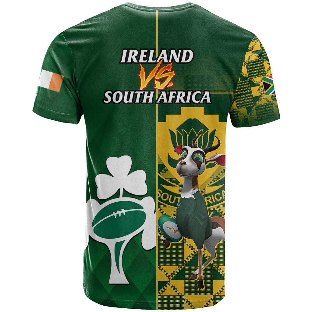 South Africa And Ireland Rugby T-Shirt World Cup Springboks Shamrocks Together Graphic Tee