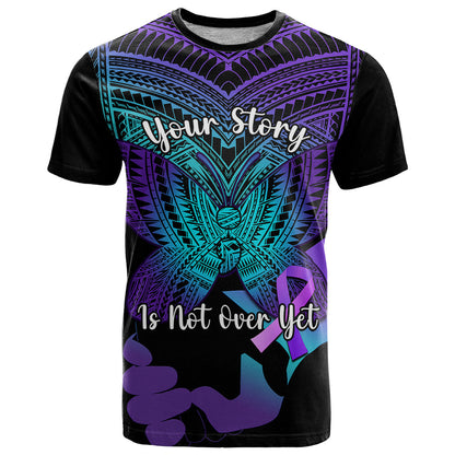 Suicide Awareness Your Story Is Not Over Yet T-Shirt Polynesian Butterfly Tattoo Graphic Tee