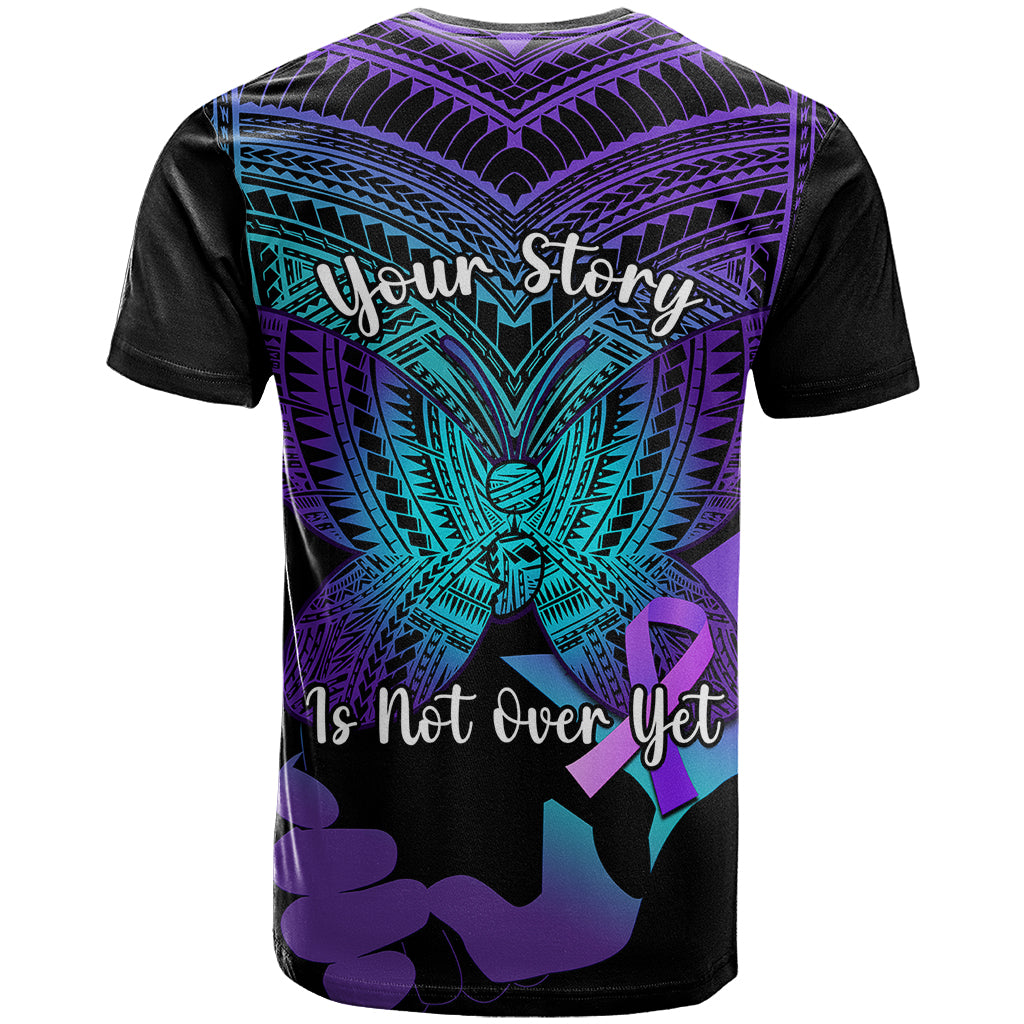 Suicide Awareness Your Story Is Not Over Yet T-Shirt Polynesian Butterfly Tattoo Graphic Tee