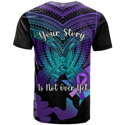 Suicide Awareness Your Story Is Not Over Yet T-Shirt Polynesian Butterfly Tattoo Graphic Tee