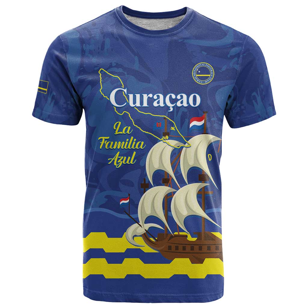 Custom Curacao Football T-Shirt La Familia Azul Graphic Tee