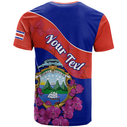 Personalised Costa Rica T-Shirt Coat Of Arms Mix Purple Orchid Graphic Tee