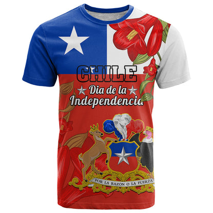 Custom Chile Independence Day T-Shirt Chilean Copihue Felices Fiestas Patrias Graphic Tee