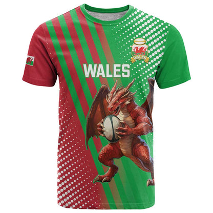Custom Wales Rugby 2025 T-Shirt Go Welsh Dragon Sporty Style Graphic Tee