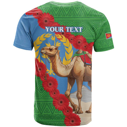 Personalised Eritrea Arabian Camel T-Shirt Gerbera Flower Flag Color Graphic Tee