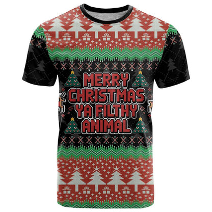 Merry Christmas Ya Filthy Animal T-Shirt Retro Christmas Humor Graphic Tee