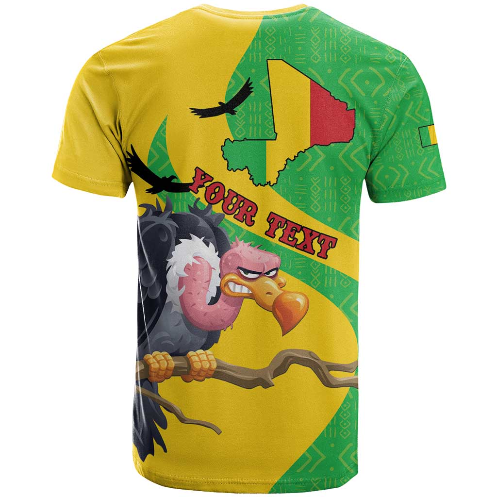 Personalised Mali T-Shirt Vulture With Flag Map Bogolan Pattern Graphic Tee