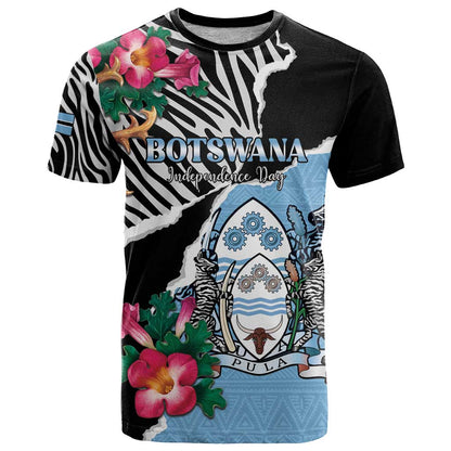 Personalized Botswana Independence Day T-Shirt Coat Of Arms Devils Claw Graphic Tee
