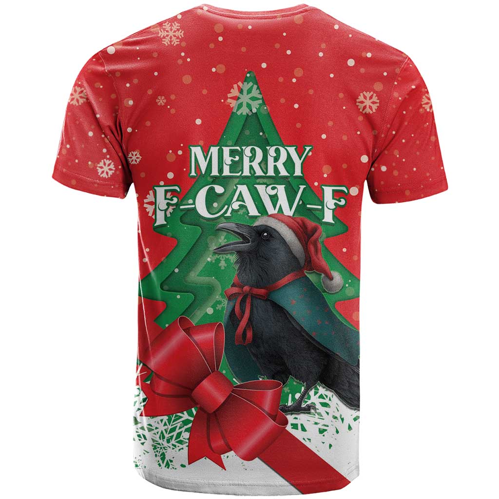 Funny Christmas Raven T-Shirt Merry F Caw F Graphic Tee
