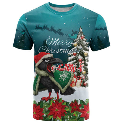 F Caw F Raven Santa T-Shirt Funny Christmas Graphic Tee