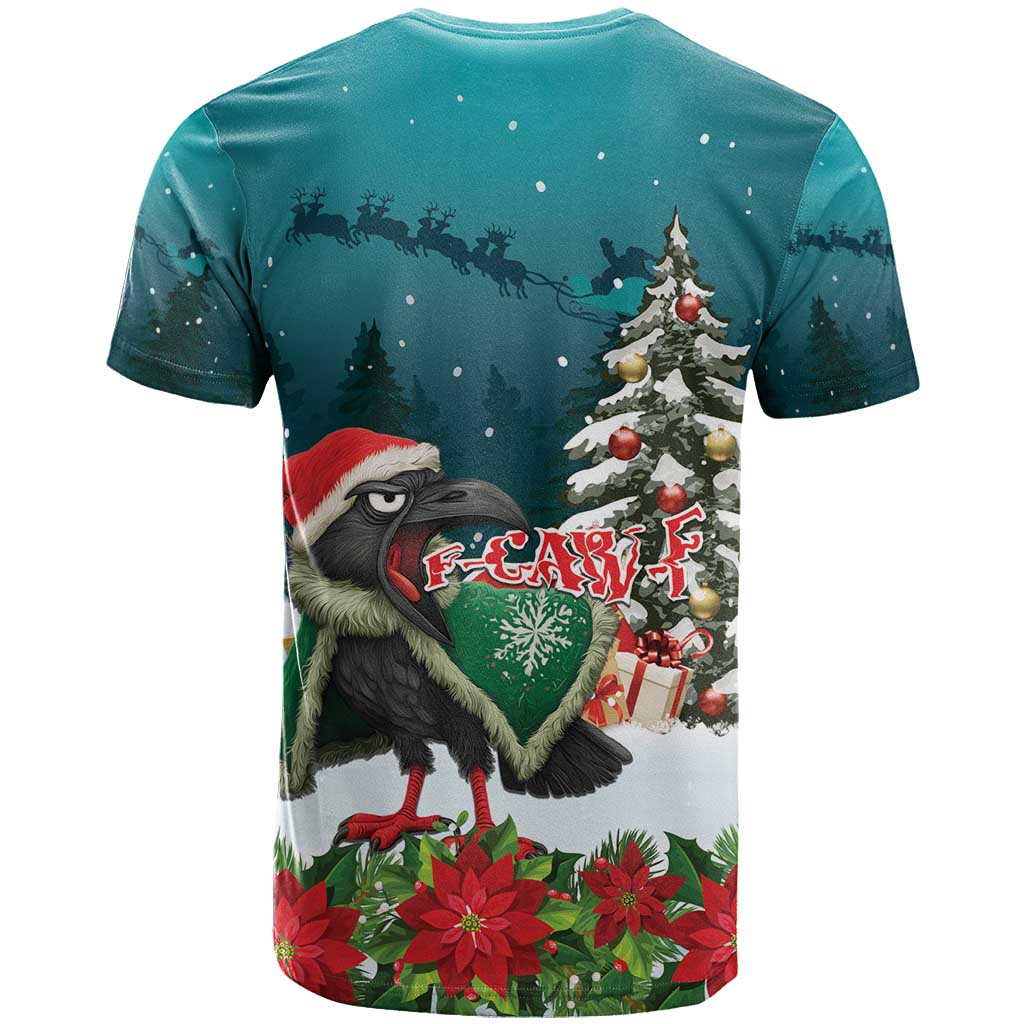 F Caw F Raven Santa T-Shirt Funny Christmas Graphic Tee