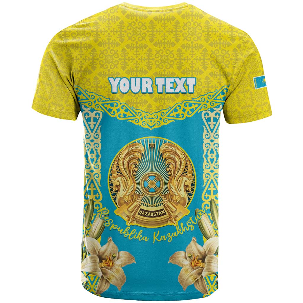 Personalised Kazakhstan Independence Day T-Shirt Lilium Peregrinum - Kazakh Pattern Graphic Tee