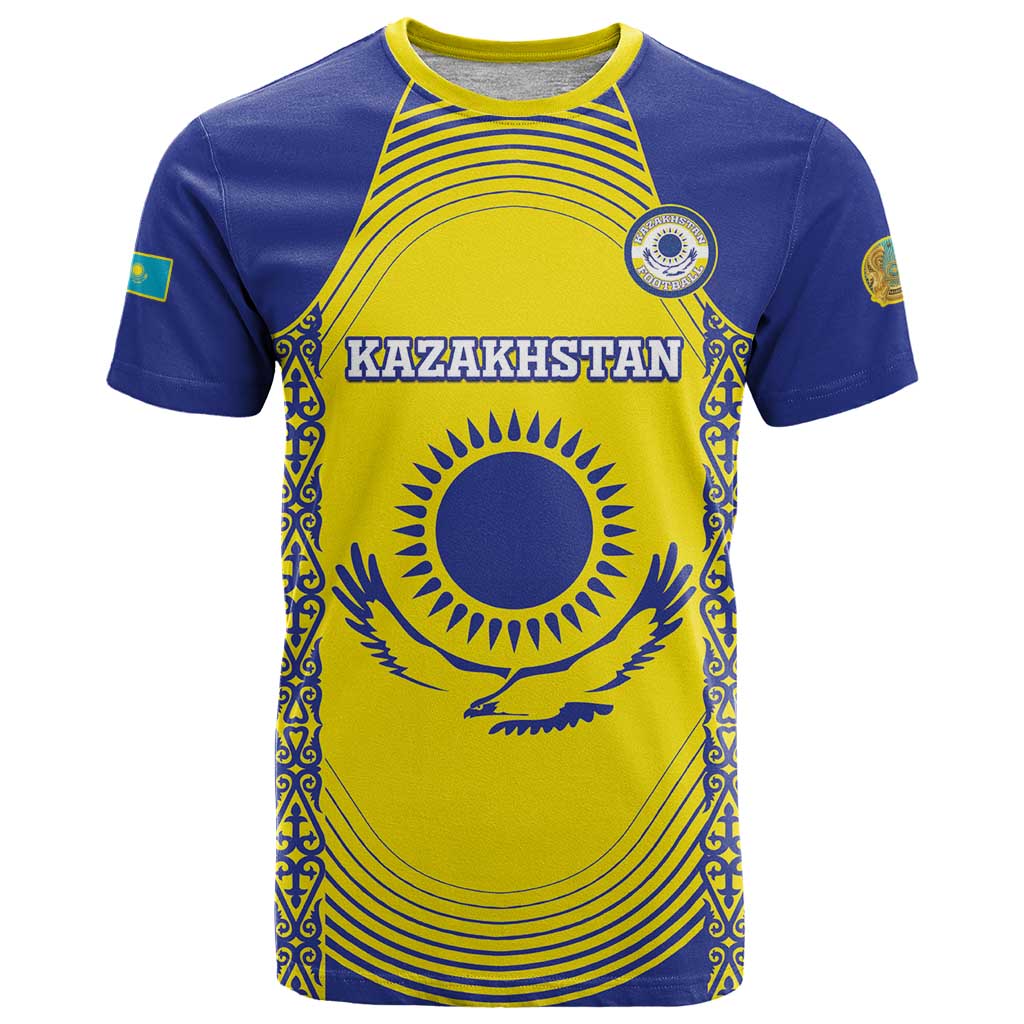 Custom Kazakhstan Football T-Shirt Go The Hawks Graphic Tee