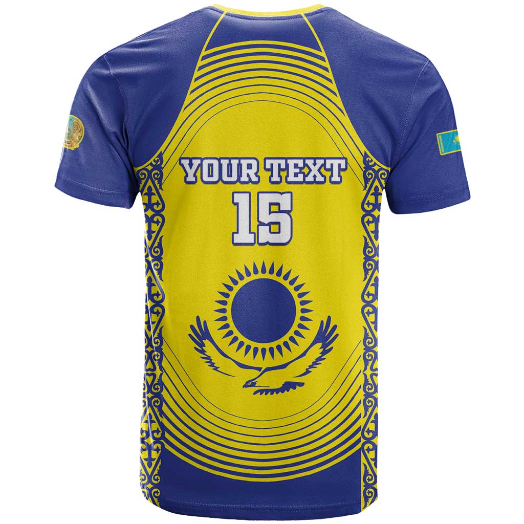 Custom Kazakhstan Football T-Shirt Go The Hawks Graphic Tee