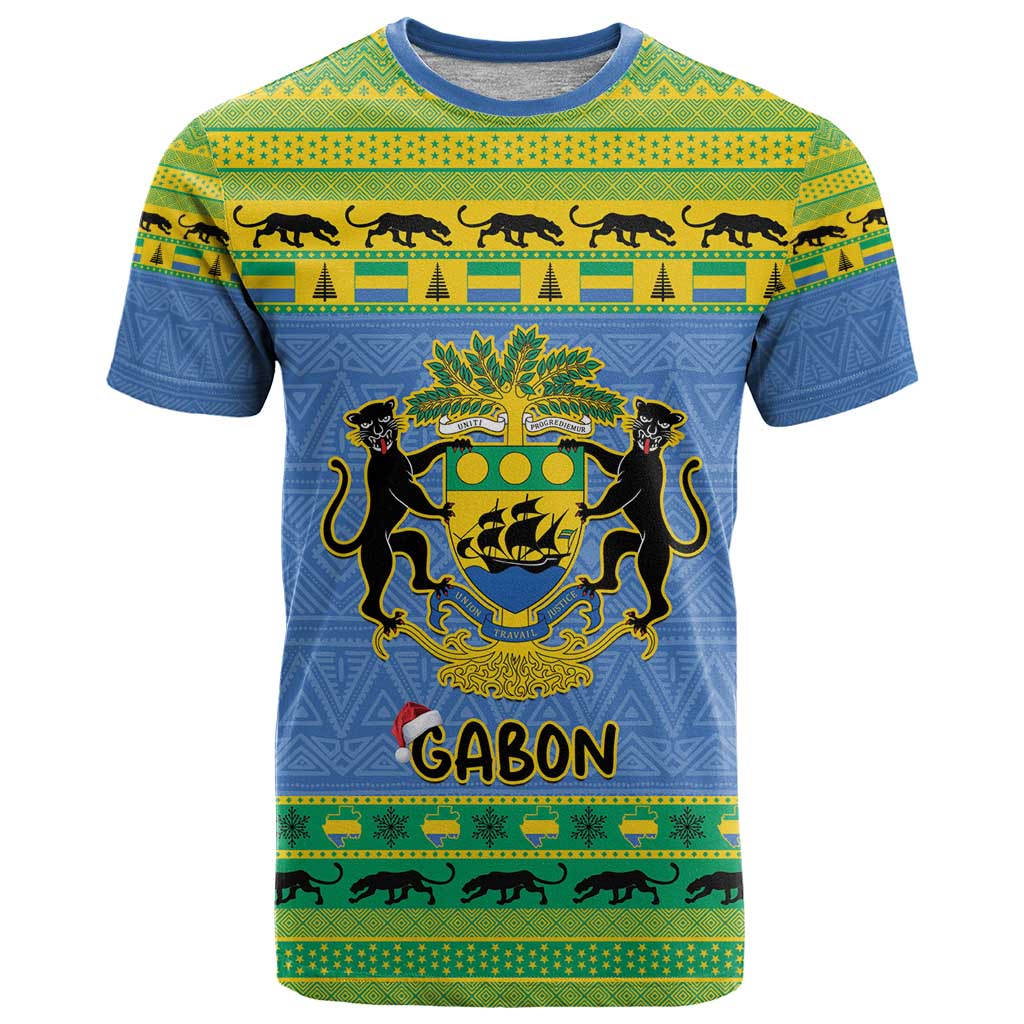 Gabon Christmas T-Shirt Coat Of Arms Joyeux Noel Graphic Tee