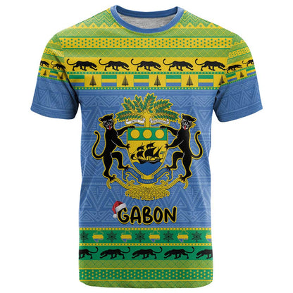 Gabon Christmas T-Shirt Coat Of Arms Joyeux Noel Graphic Tee
