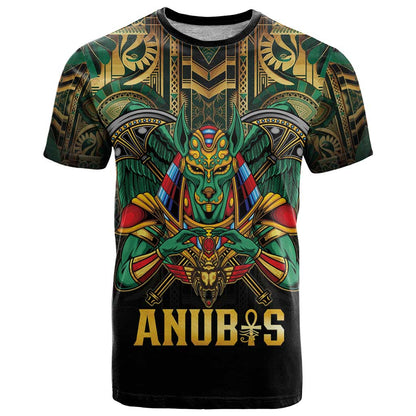 Egypt Anubis T-Shirt Golden Ancient Egypt Pattern Graphic Tee