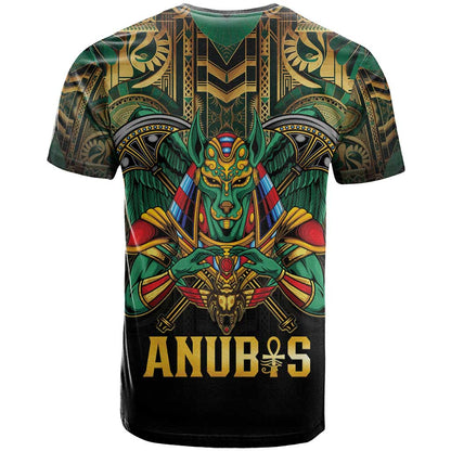 Egypt Anubis T-Shirt Golden Ancient Egypt Pattern Graphic Tee