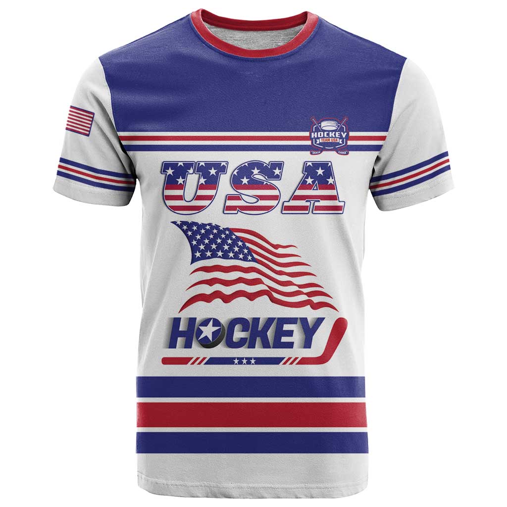 Custom USA Ice Hockey T-Shirt Old Glory On Ice Graphic Tee