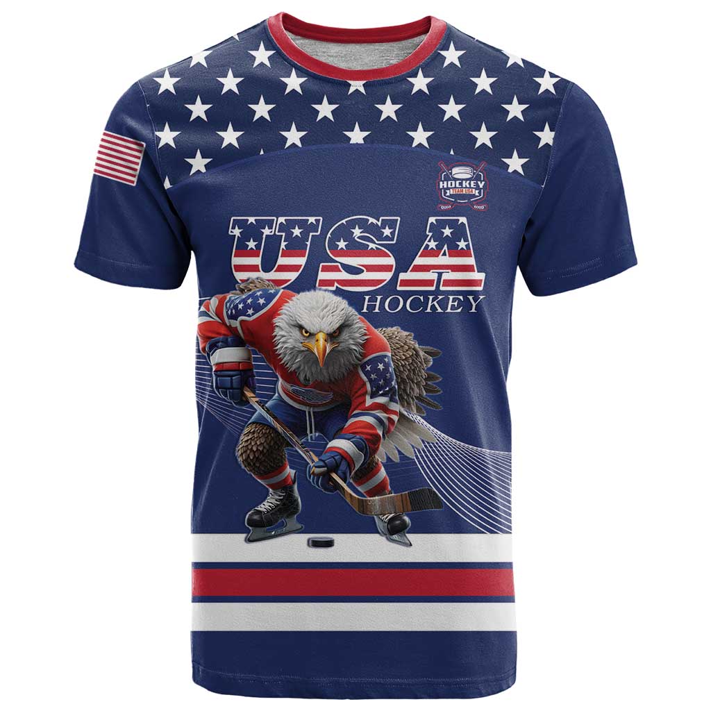 Custom USA Ice Hockey T-Shirt Eagle Mascot Graphic Tee