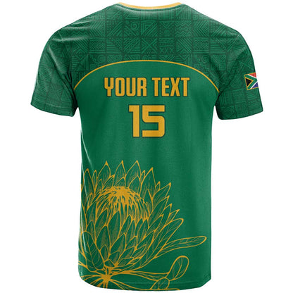 Custom South Africa Cricket T-Shirt Lion Mascot With Protea Graphic Tee