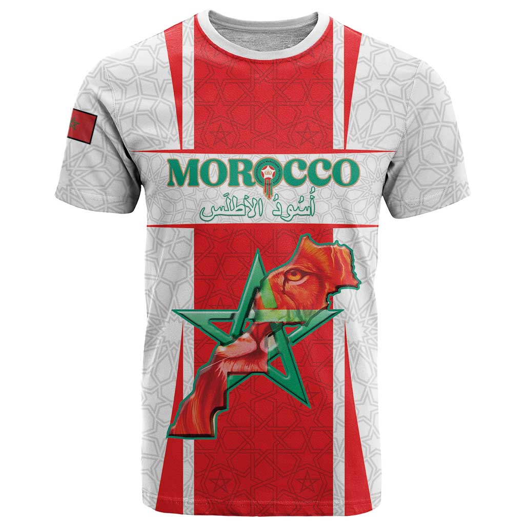 Custom Morocco Football T-Shirt Go Champions Atlas Lions - White Graphic Tee