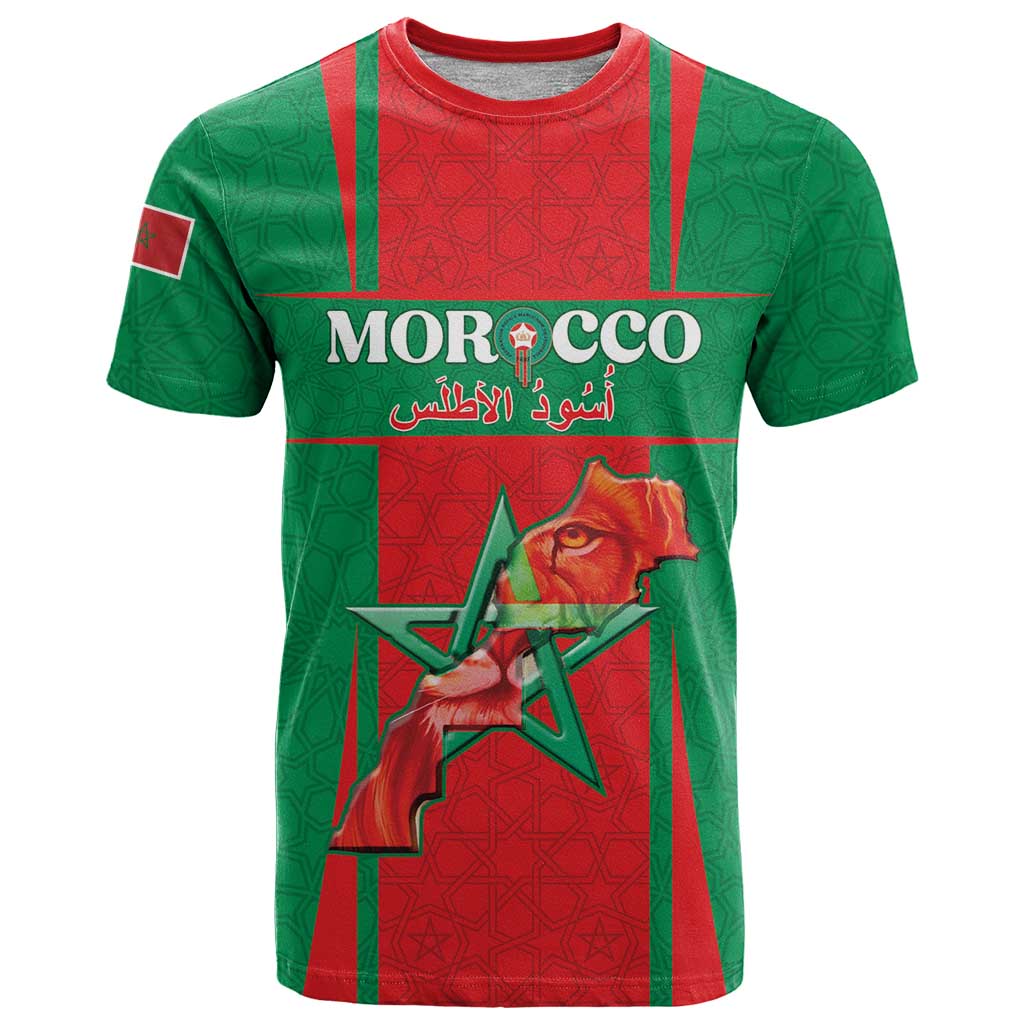 Custom Morocco Football T-Shirt Go Champions Atlas Lions - Red Graphic Tee