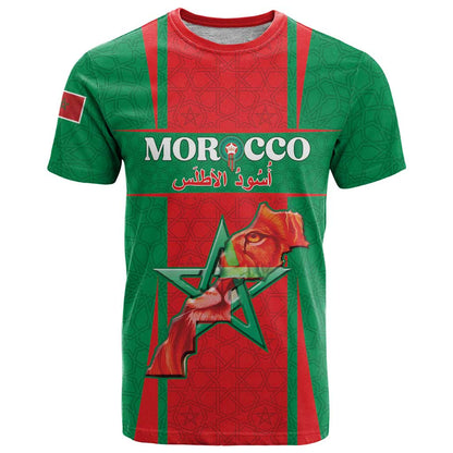Custom Morocco Football T-Shirt Go Champions Atlas Lions - Red Graphic Tee
