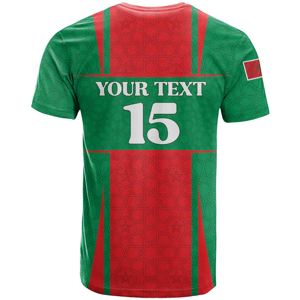 Custom Morocco Football T-Shirt Go Champions Atlas Lions - Red Graphic Tee