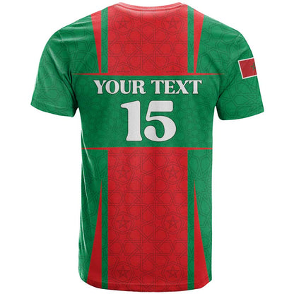 Custom Morocco Football T-Shirt Go Champions Atlas Lions - Red Graphic Tee