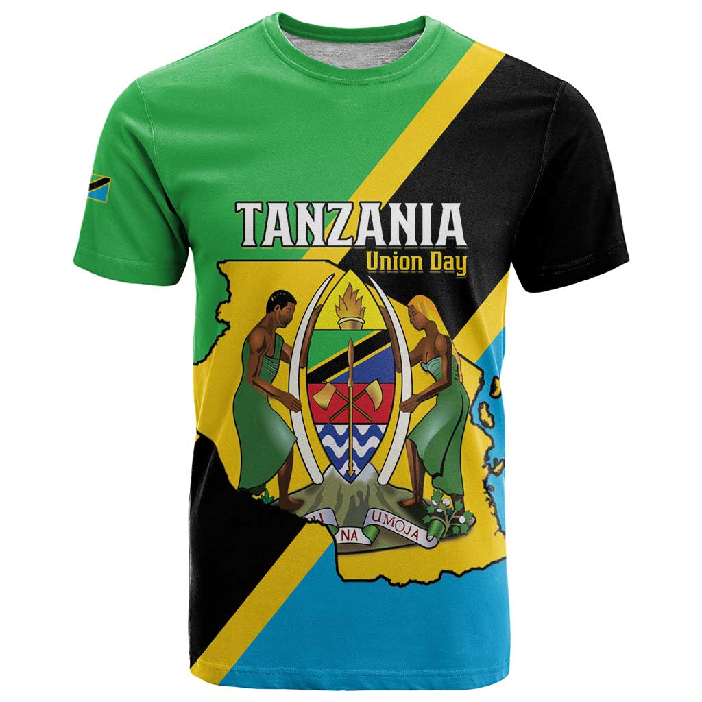 Personalised Tanzania Union Day T-Shirt Coat Of Arms With Map Graphic Tee