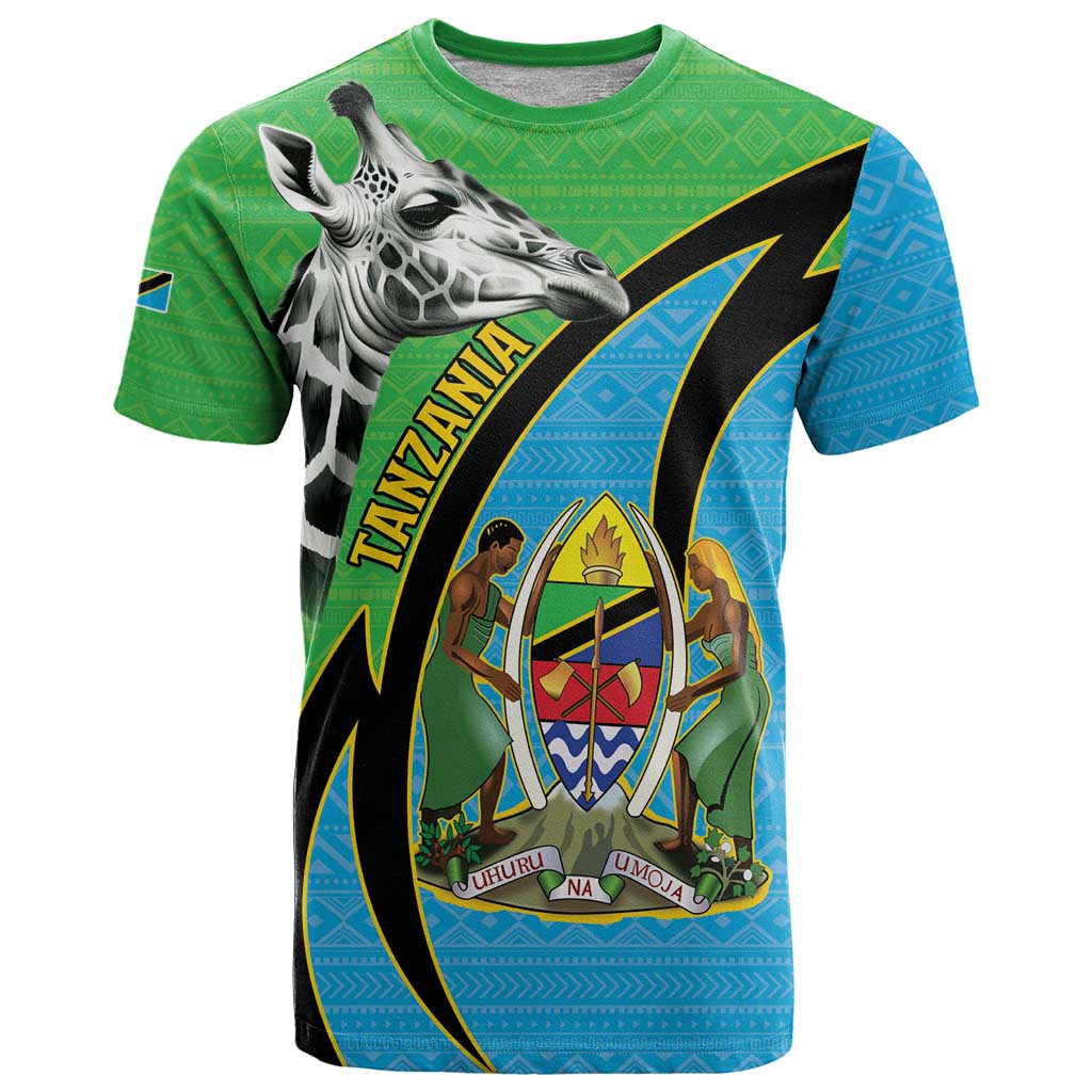 Tanzania Giraffe T-Shirt Coat Of Arms African Pattern Graphic Tee