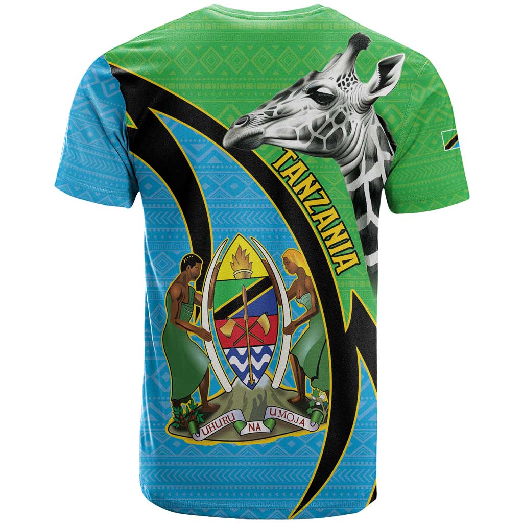 Tanzania Giraffe T-Shirt Coat Of Arms African Pattern Graphic Tee