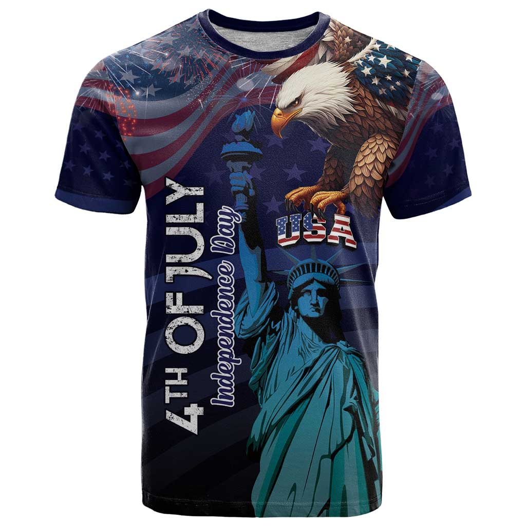 Personalized Fourth Of July USA T-Shirt Eagle - Statue Of Liberty Graphic Tee