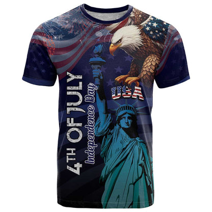 Personalized Fourth Of July USA T-Shirt Eagle - Statue Of Liberty Graphic Tee