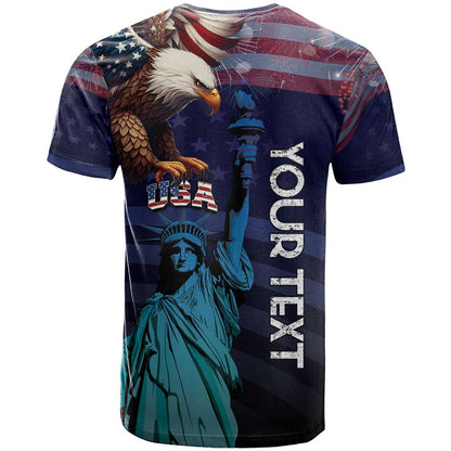 Personalized Fourth Of July USA T-Shirt Eagle - Statue Of Liberty Graphic Tee
