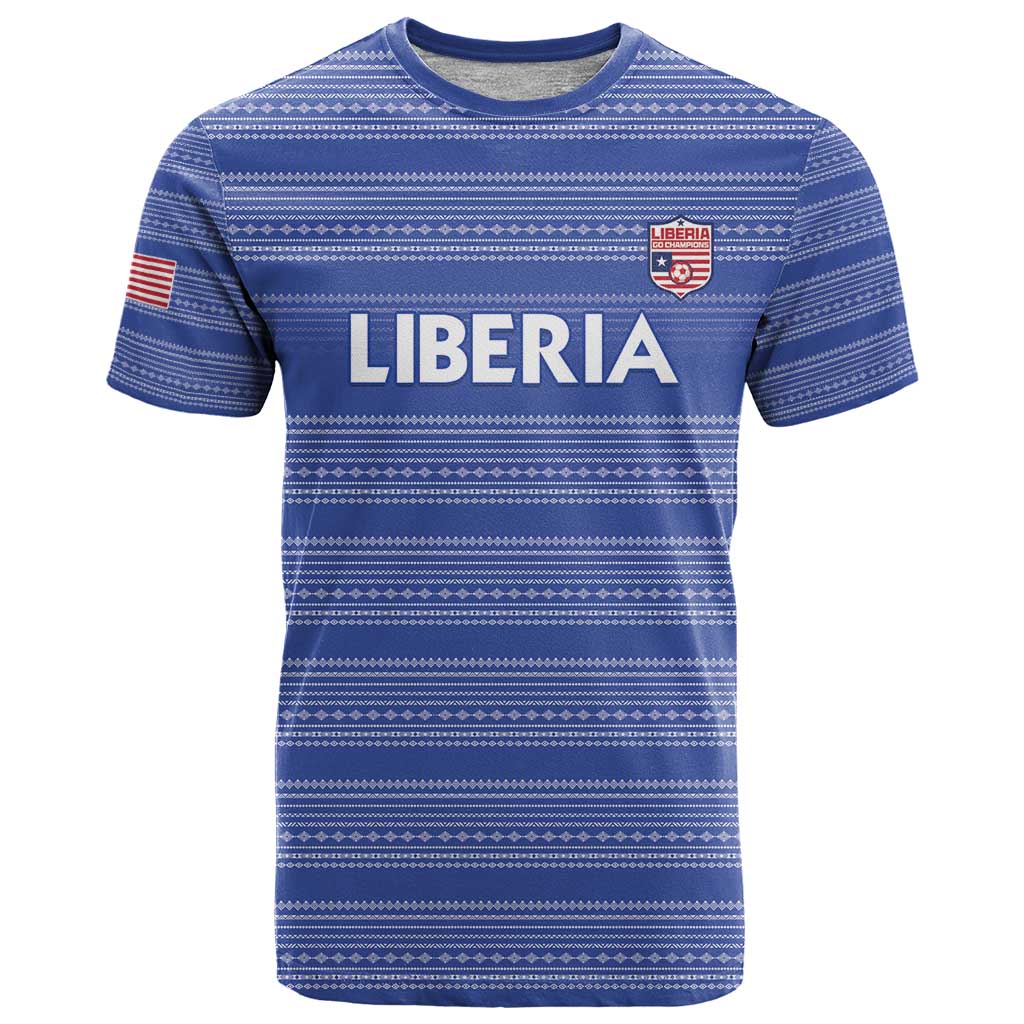 Custom Liberia Football T-Shirt Women Blue Jersey Graphic Tee