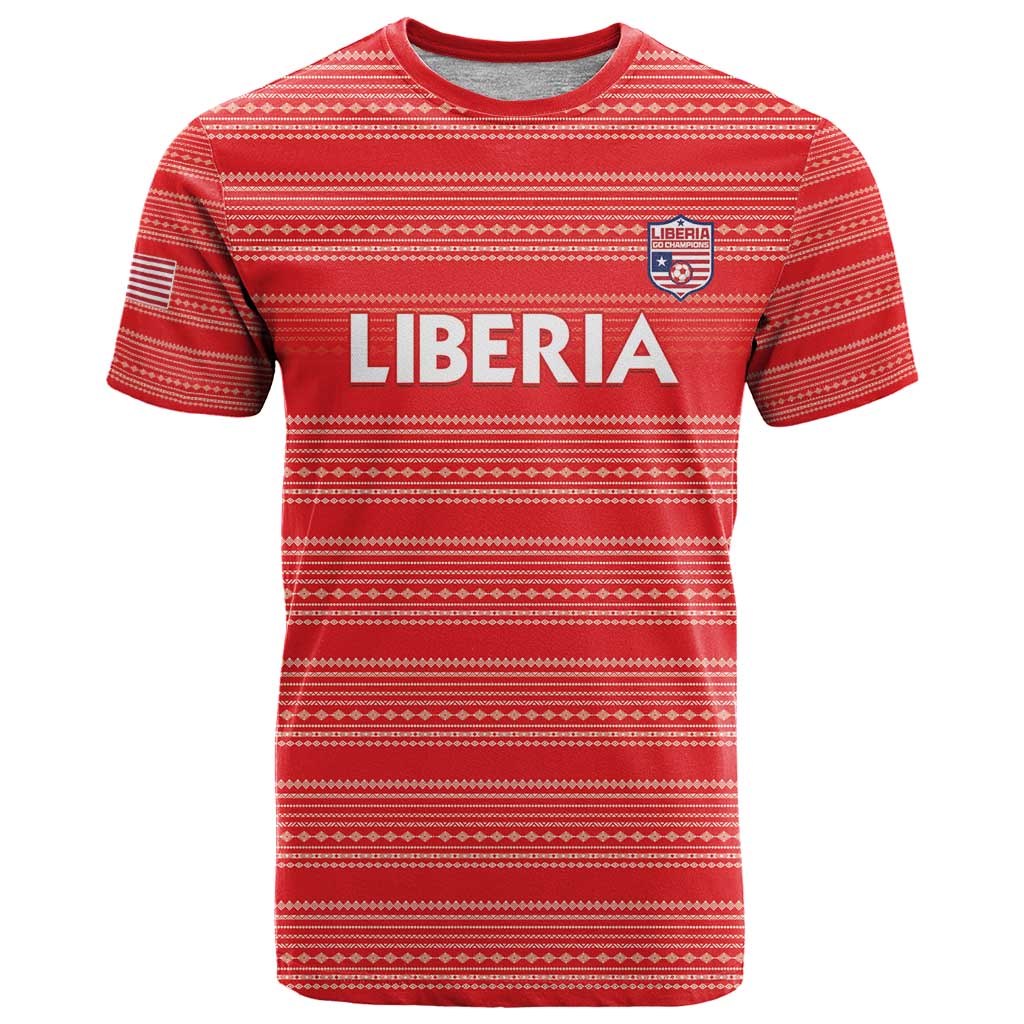 Custom Liberia Football T-Shirt Women Red Jersey Graphic Tee