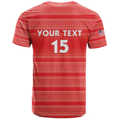 Custom Liberia Football T-Shirt Women Red Jersey Graphic Tee