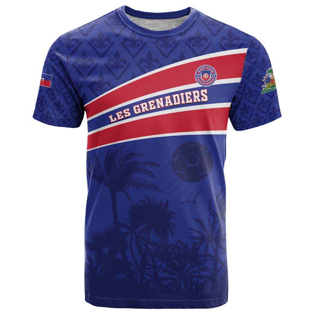 Custom Haiti Football T-Shirt Les Grenadiers - Royal Palm Graphic Tee