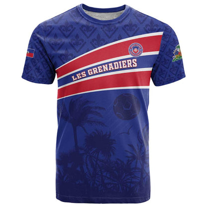 Custom Haiti Football T-Shirt Les Grenadiers - Royal Palm Graphic Tee
