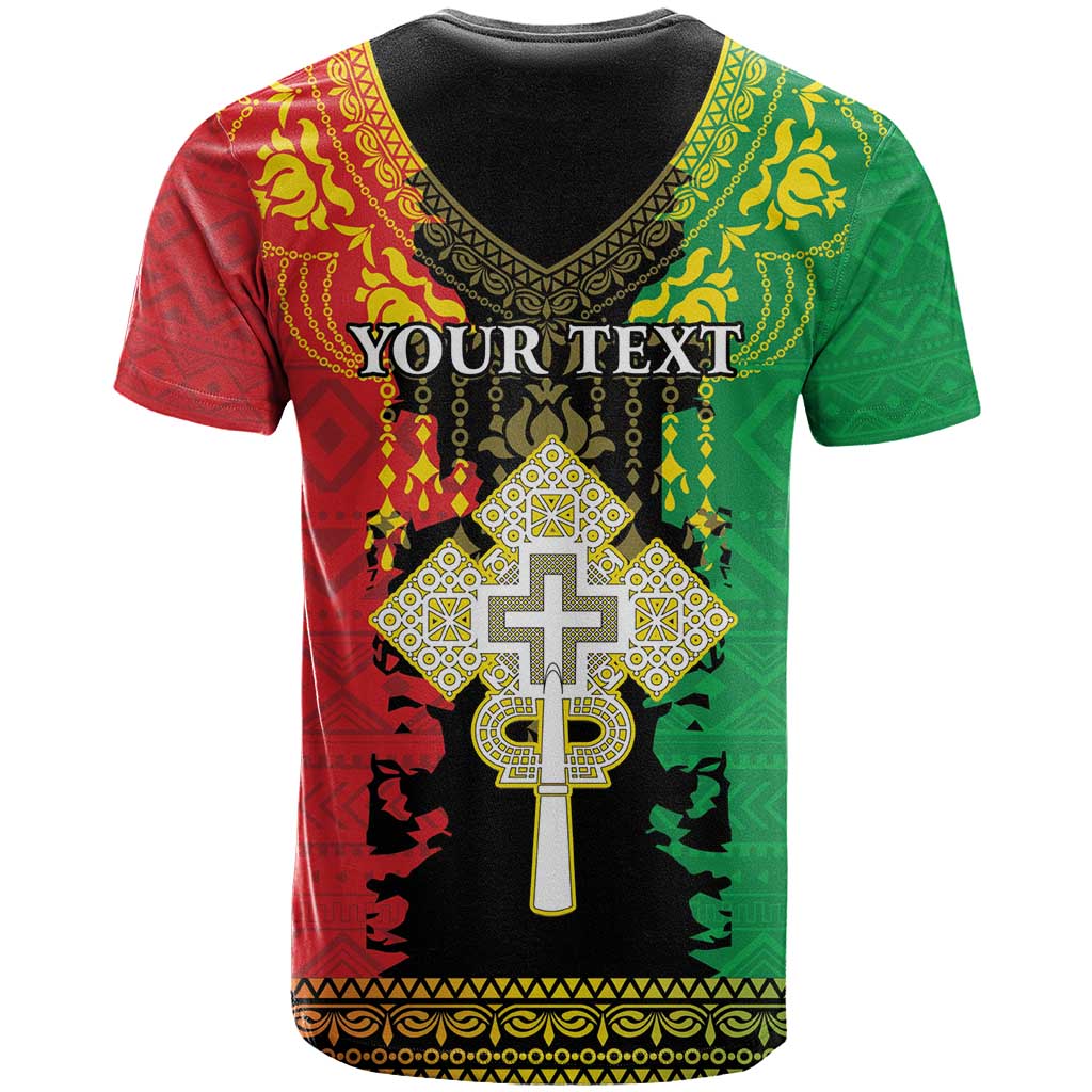 Personalised Ethiopia T-Shirt Lion Of Judah Mix African Pattern Graphic Tee