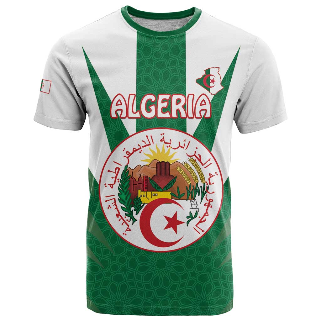Personalised Algeria T-Shirt Coat Of Arms With Islamic Pattern Graphic Tee